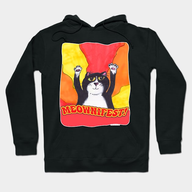 Meownifest Epic Cat Praise Design Hoodie by Tshirtfort